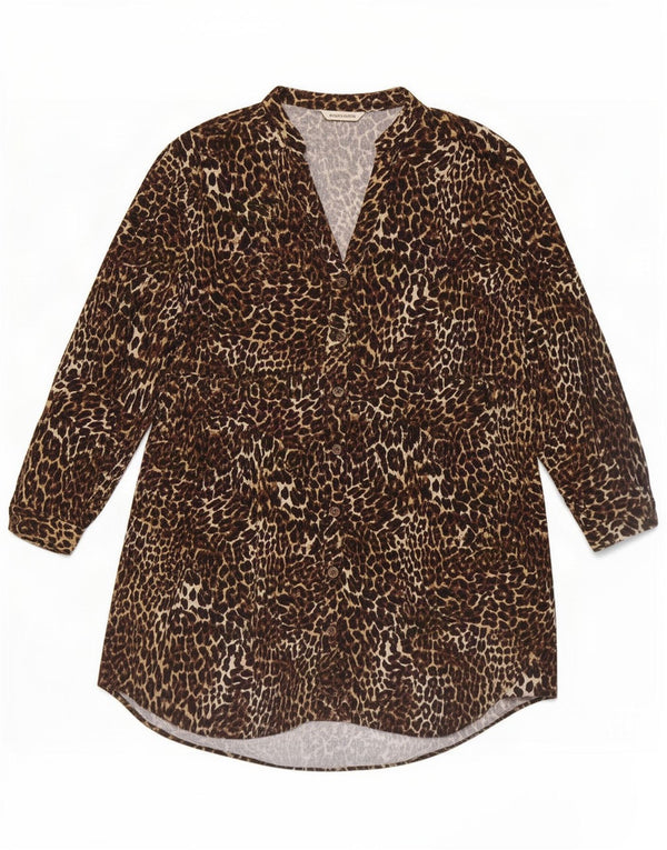 Vestido camisa feminino Zara Reino Unido 6 XS marrom estampa animal viscose