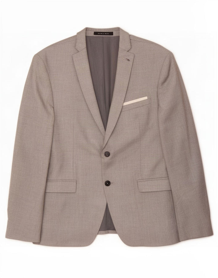 Jaqueta blazer masculina Zara com 2 botões EU 52 grande cinza