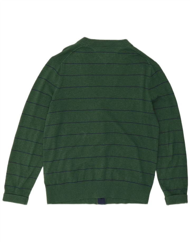 Suéter cardigã masculino Tommy Hilfiger algodão listrado verde médio