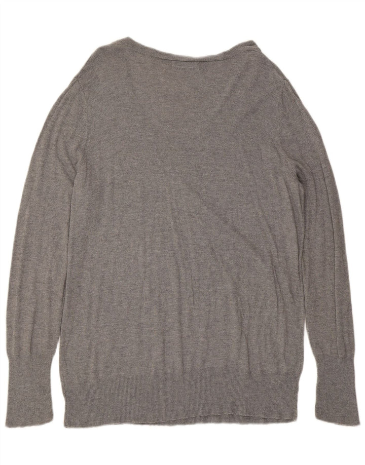 Mossimo suéter feminino grande com decote em V US 2 XS cinza nylon