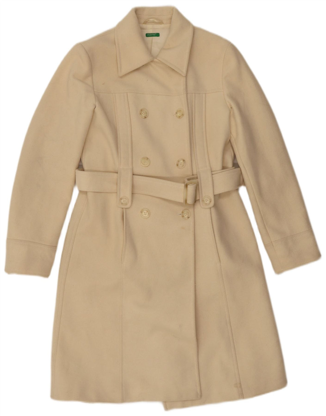 Casaco feminino Benetton Double Breasted IT 44 médio off white lã