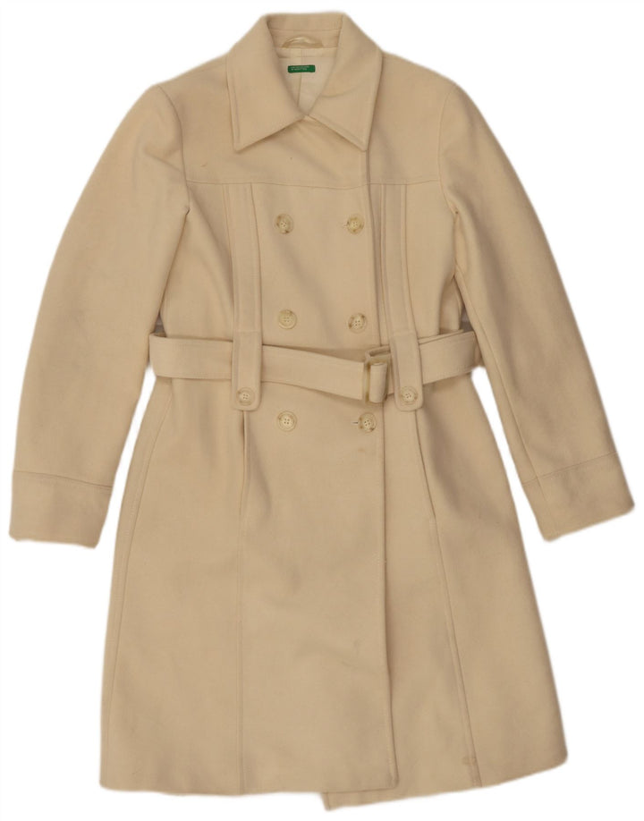 Casaco feminino Benetton Double Breasted IT 44 médio off white lã