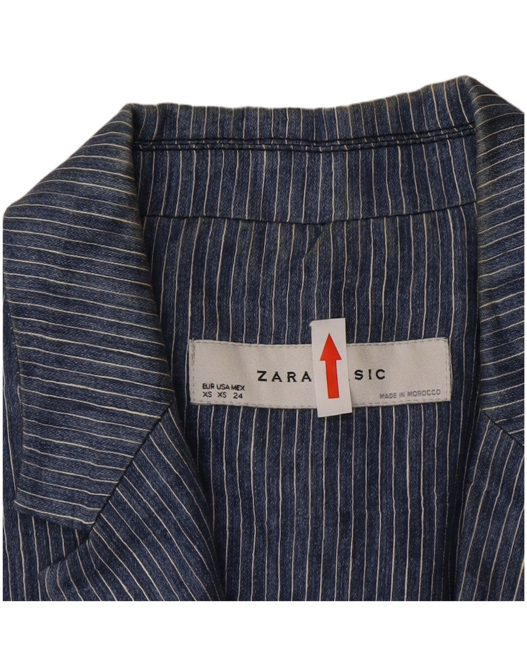 Jaqueta blazer feminina Zara com 1 botão Reino Unido 6 XS azul risca de giz poliéster