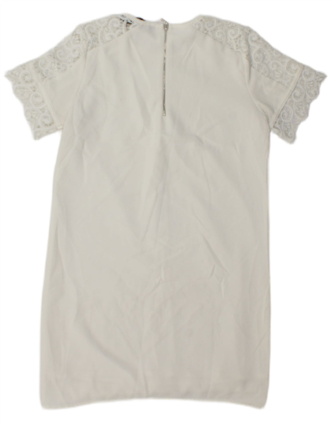 Vestido feminino Zara Shift UK 10 pequeno branco Paisley