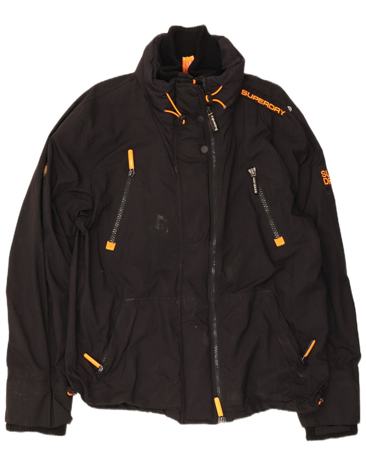 Jaqueta de chuva superdry feminina projetada Reino Unido 20 2XL preto nylon