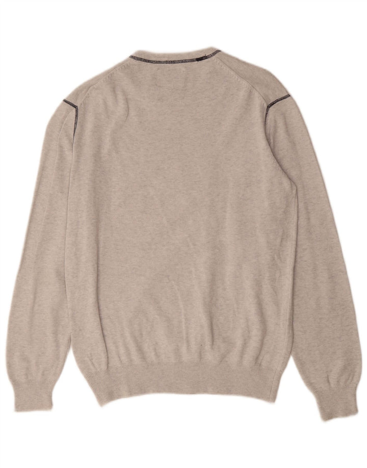 ANGELO LITRICO Suéter masculino com gola redonda XL algodão manchado cinza