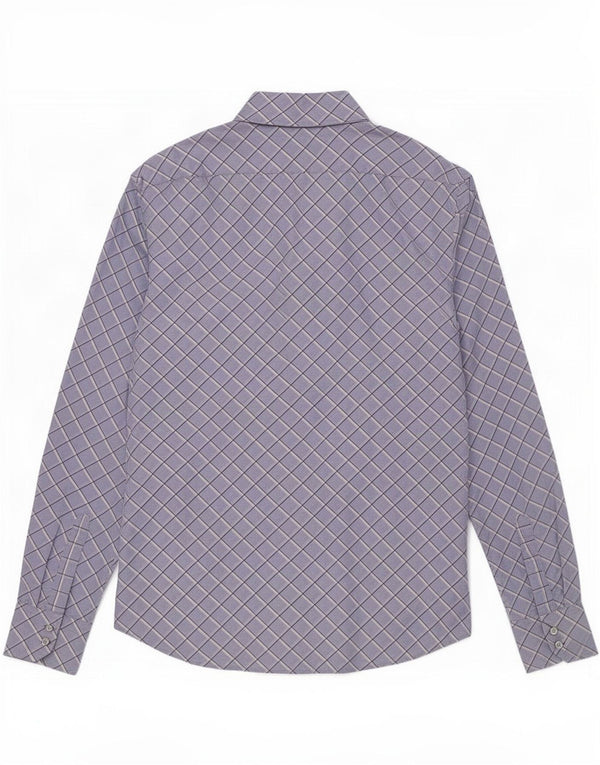 Camisa masculina Benetton grande algodão xadrez azul