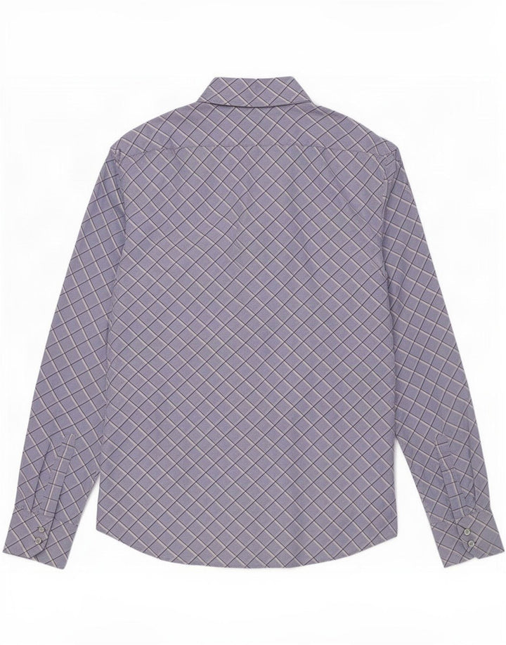 Camisa masculina Benetton grande algodão xadrez azul