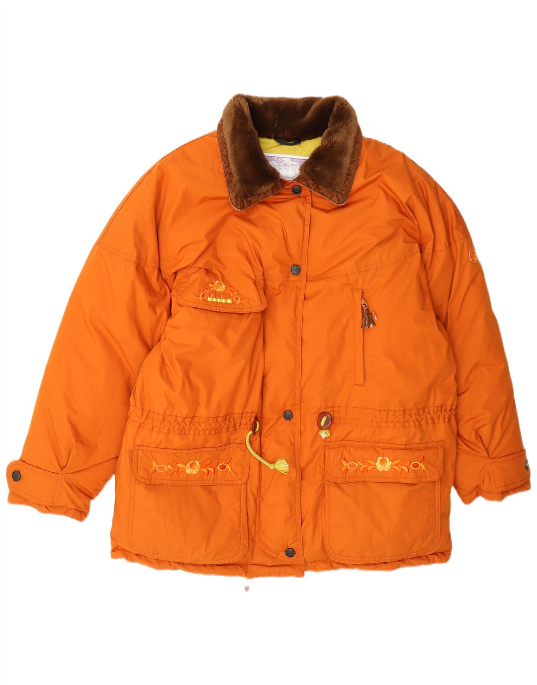 Jaqueta feminina Diadora Loose Fit acolchoada UK 14 Medium Orange Colourblock