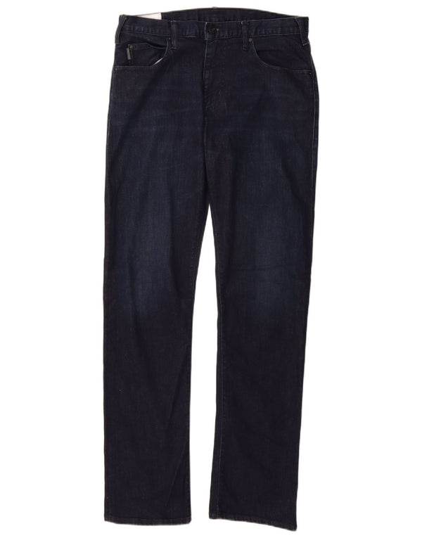 Calça jeans reta masculina Emporio Armani W31 L32 azul marinho algodão