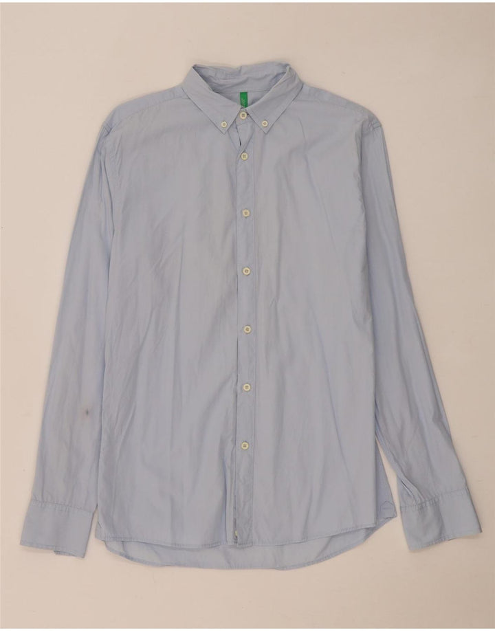 Camisa masculina Benetton azul médio