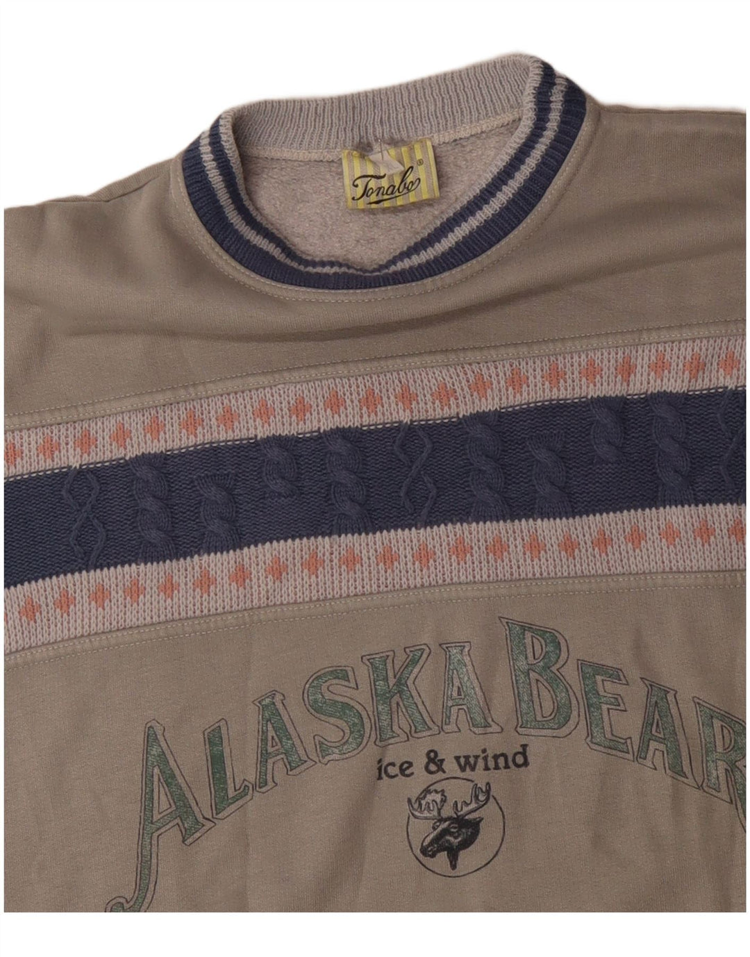 Moletom gráfico masculino vintage Jumper XL cinza colorblock acrílico