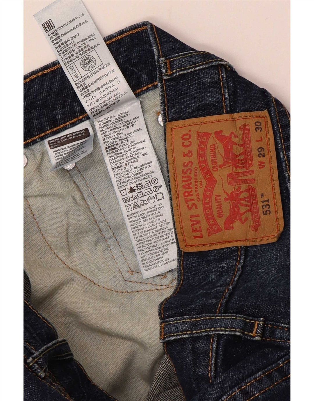 Levi's Masculino 531 Straight Jeans W29 L30 Azul Algodão