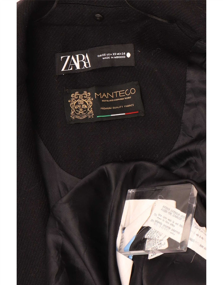 Sobretudo feminino Zara Manteco UK 6 XS lã preta