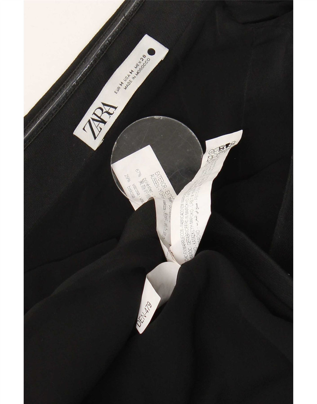 Zara Top feminino de manga comprida com ombro de fora UK 12 poliéster preto médio