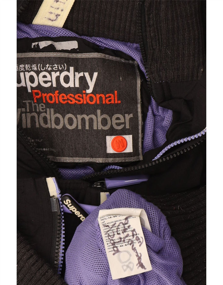 Jaqueta corta-vento feminina Superdry The Windbomber com capuz Reino Unido 12 cinza médio