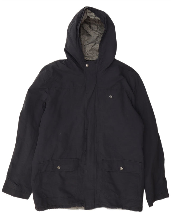Jaqueta corta-vento masculina com capuz Penguin UK 40 grande azul marinho