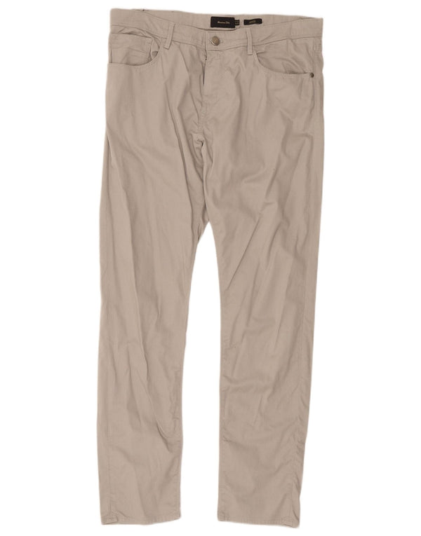Calça casual masculina Massimo Dutti UE 44 grande W34 L30 cinza geométrico