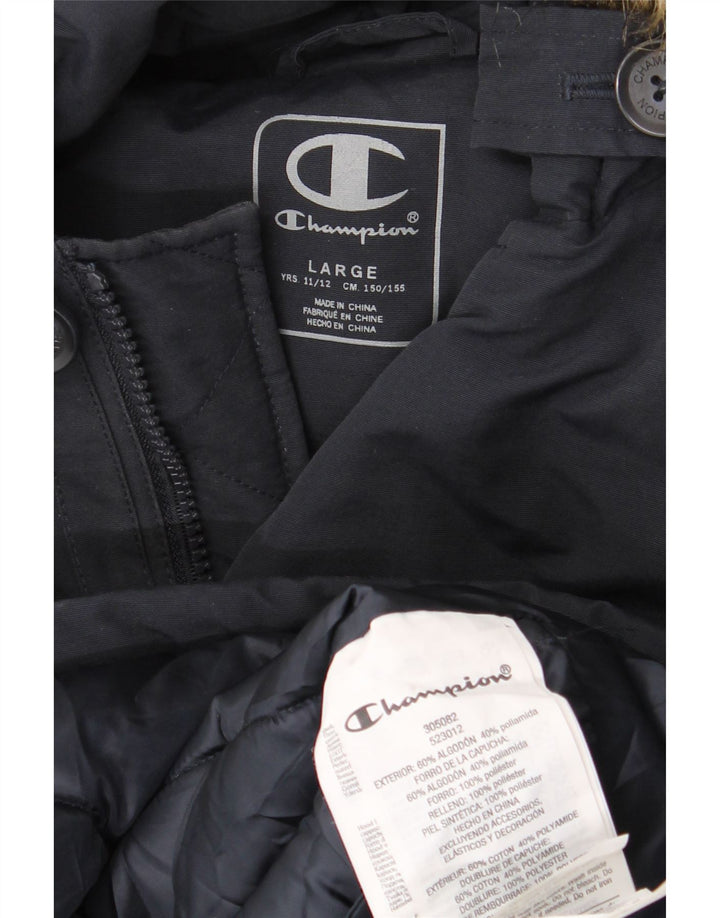 CHAMPION Casaco acolchoado com capuz para meninos 11-12 anos grande algodão azul marinho