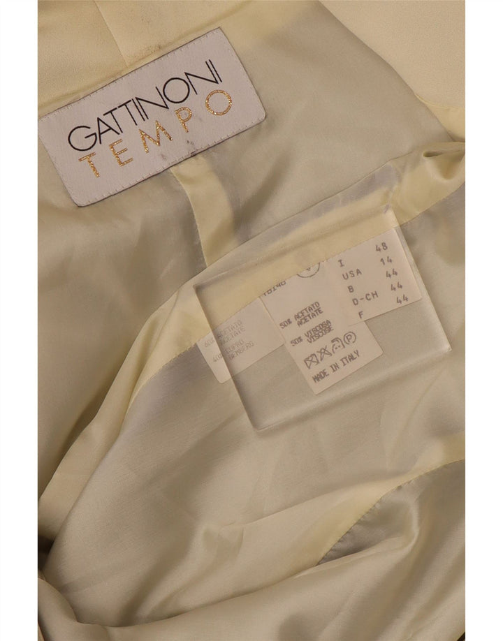 Jaqueta blazer feminina Gattinoni manga 3/4 1 botão IT 48 XL azul geométrica