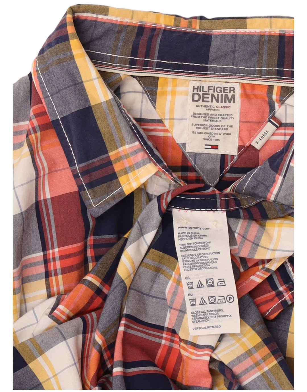 Camisa masculina Tommy Hilfiger XL algodão xadrez multicolorido