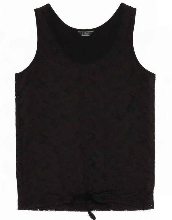 Top feminino de renda Guess UK 14 viscose floral preta média