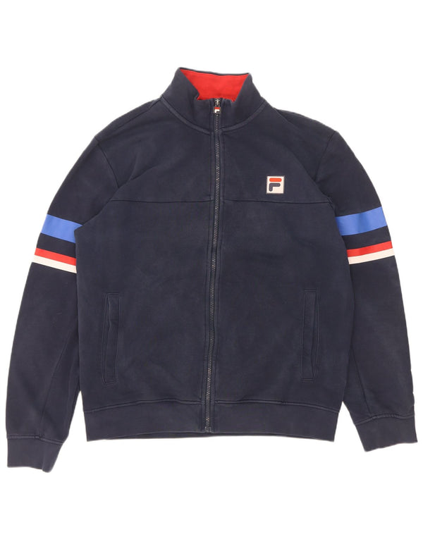Fila Mens Treino Top Jaqueta Grande Algodão Azul Marinho Esportes