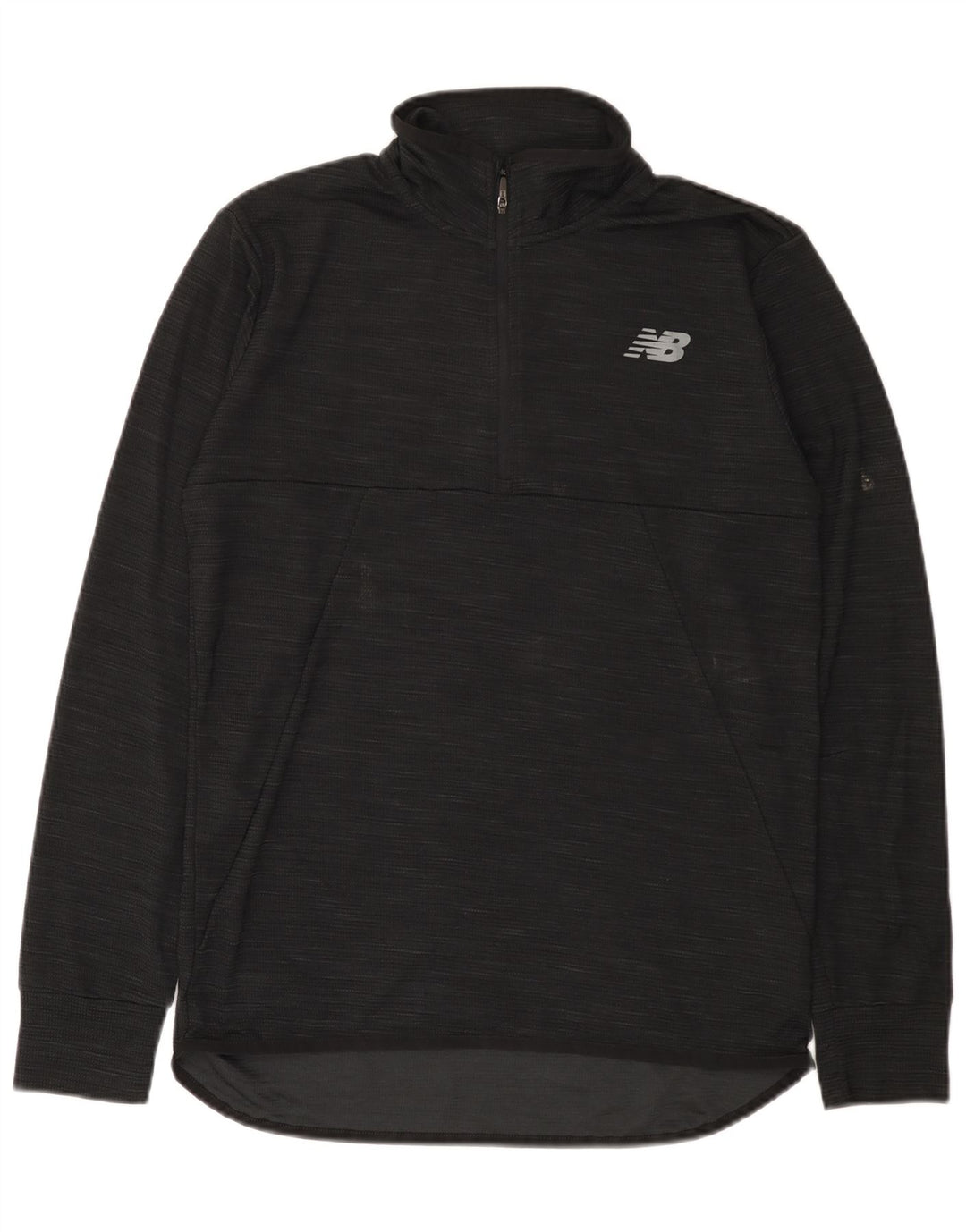 Pulôver masculino New Balance com zíper e gola alta em poliéster preto médio