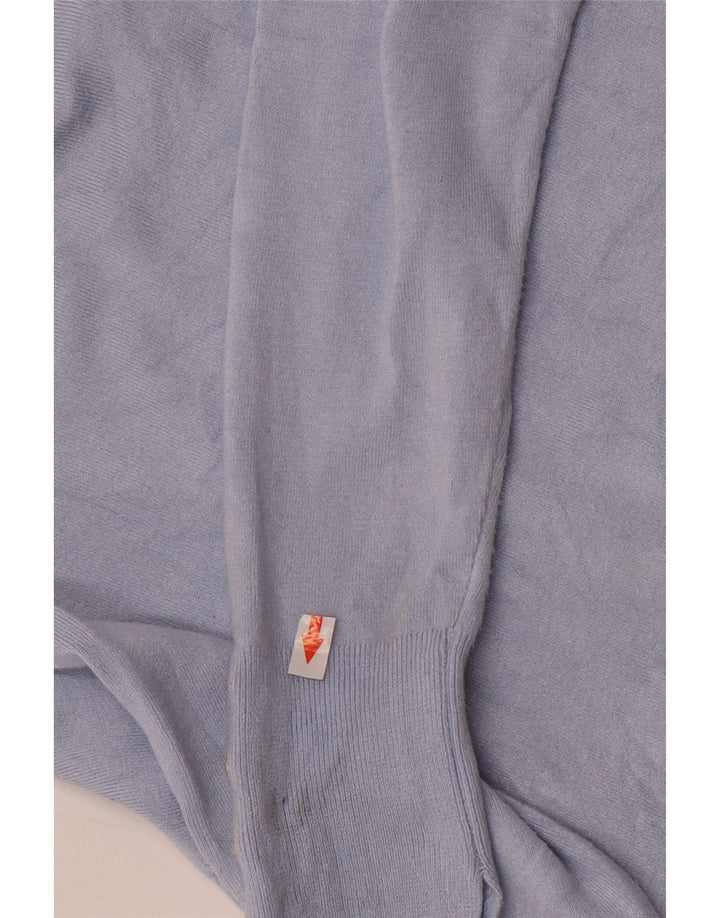 Suéter feminino Zara com gola canoa UK 12 viscose azul médio