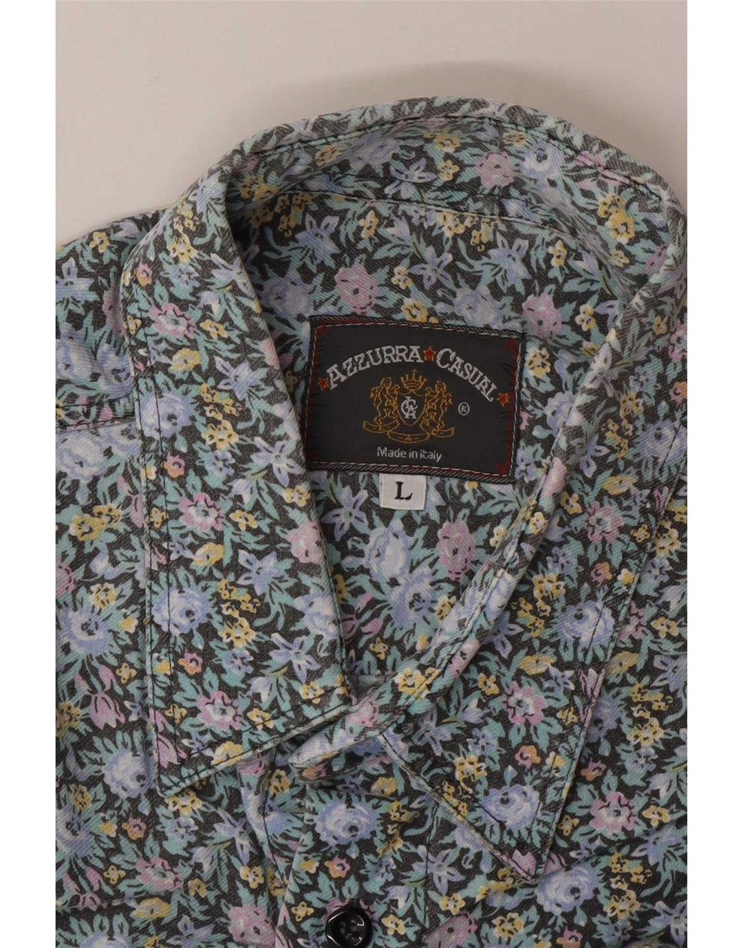 Camisa masculina Azzurra grande floral multicolorida