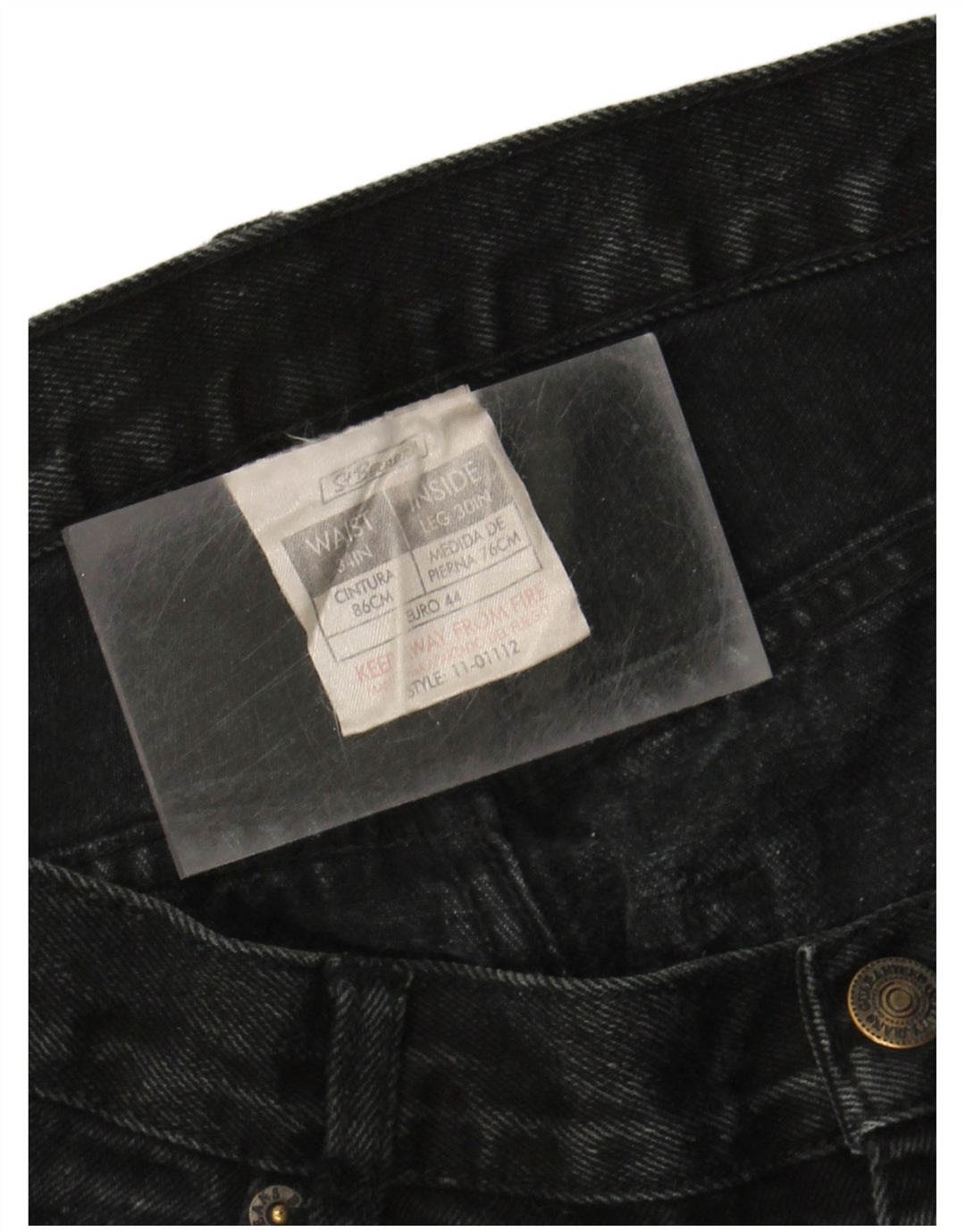 ST. BERNARD Calça jeans reta masculina W34 L30 algodão preto