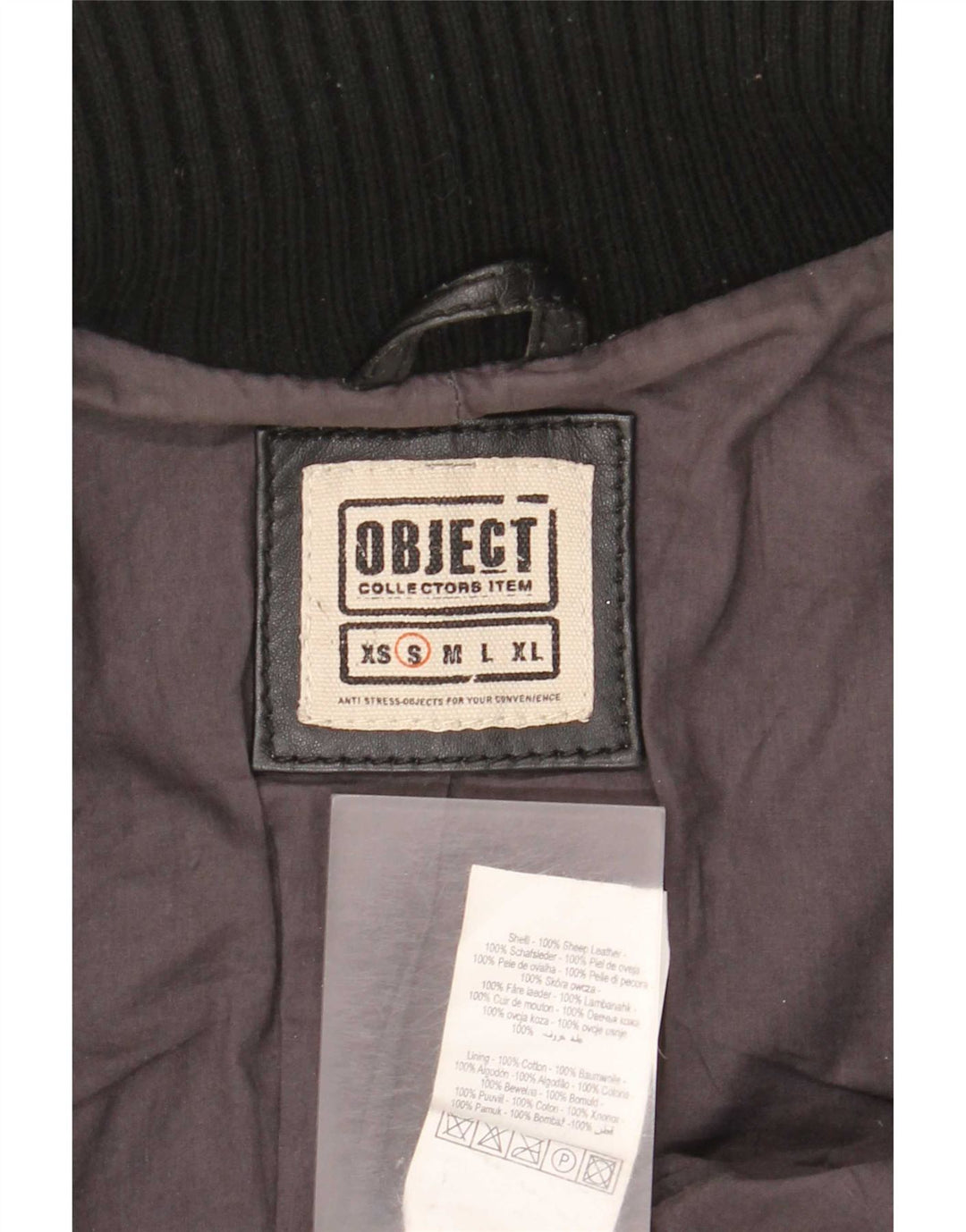 Jaqueta de couro feminina Object UK 10 pequena couro preto