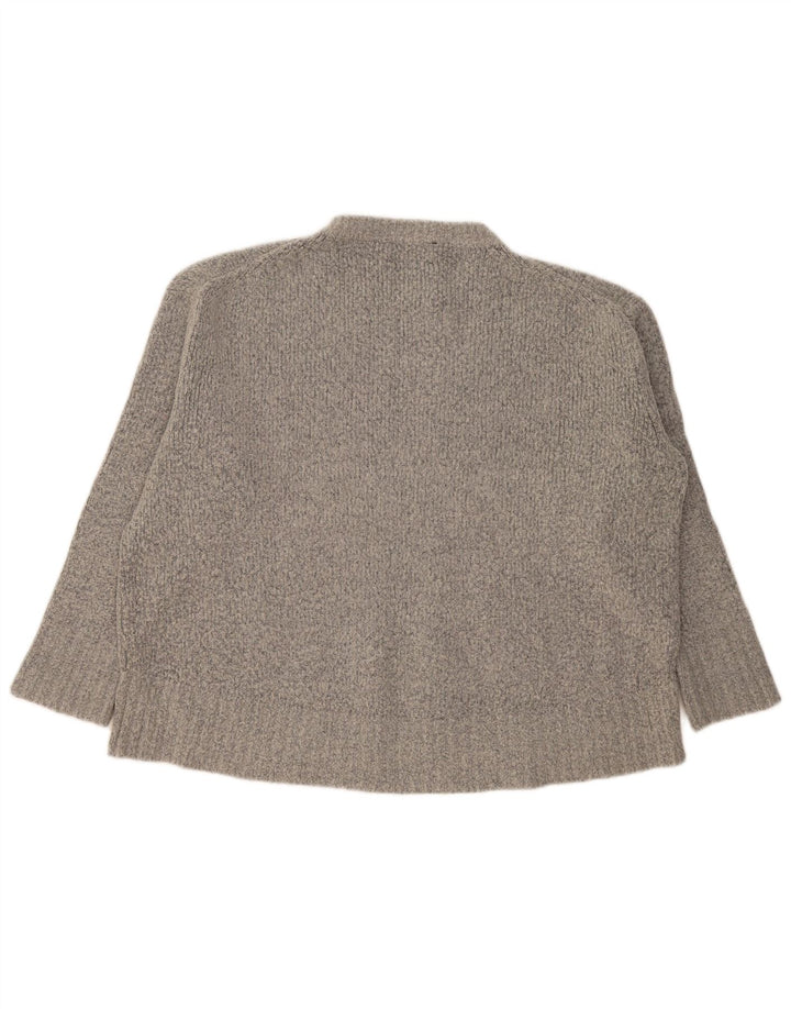 Zara Suéter feminino oversized com gola redonda Reino Unido 14 cinza médio