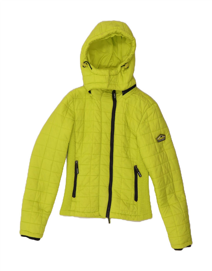 SUPERDRY Womens Hooded Padded Jacket UK 6 XS Yellow Nylon Vintage Superdry and Second-Hand Superdry from Messina Hembry 