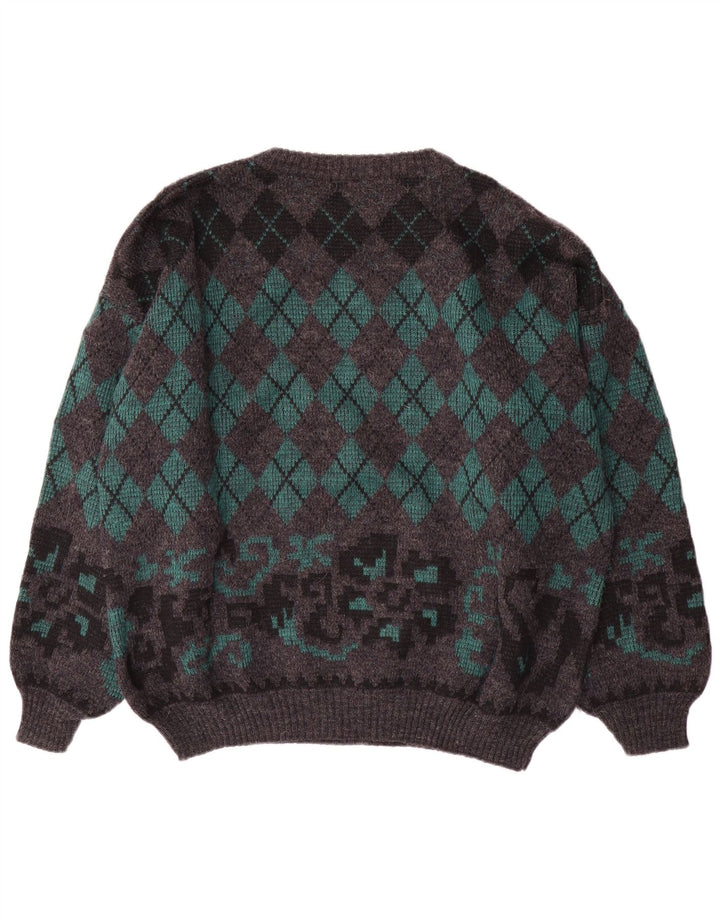 Suéter masculino Gala com gola canoa XL cinza Argyle/lã diamante