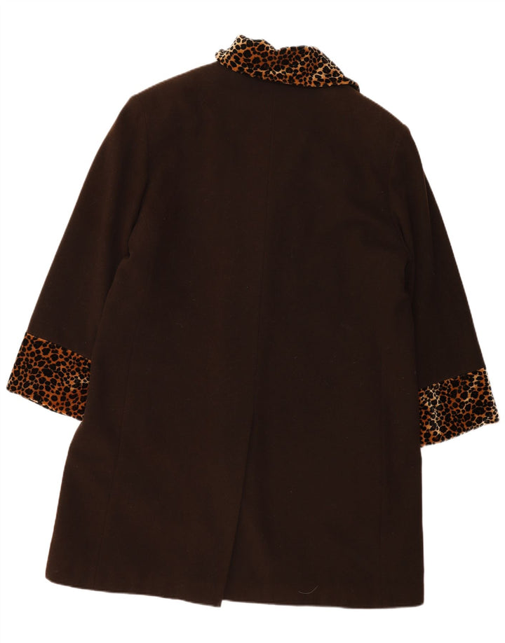 Casaco feminino NICOWA com peito duplo Reino Unido 18 XL marrom animal estampa caxemira