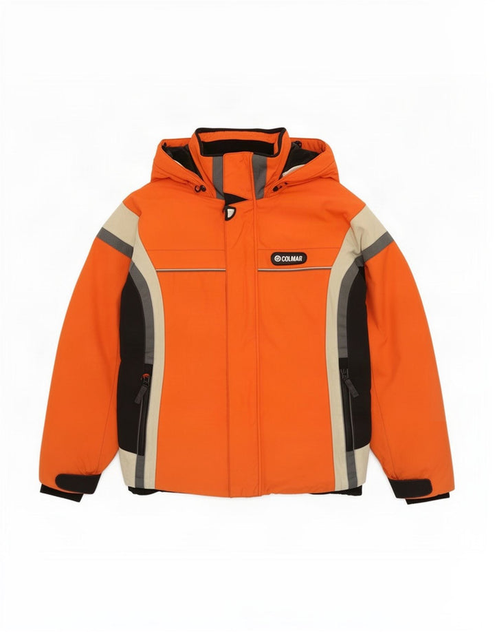 Jaqueta de esqui masculina com capuz Colmar IT 52 grande bloco colorido laranja