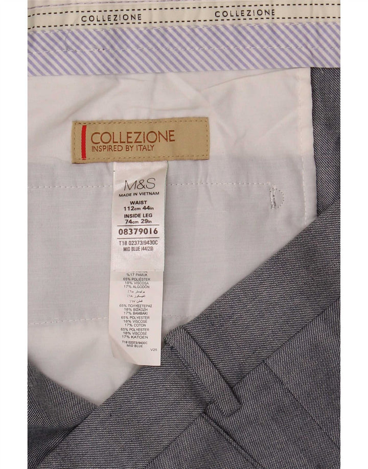 Calça chino reta masculina Marks & Spencer W44 L29 poliéster cinza