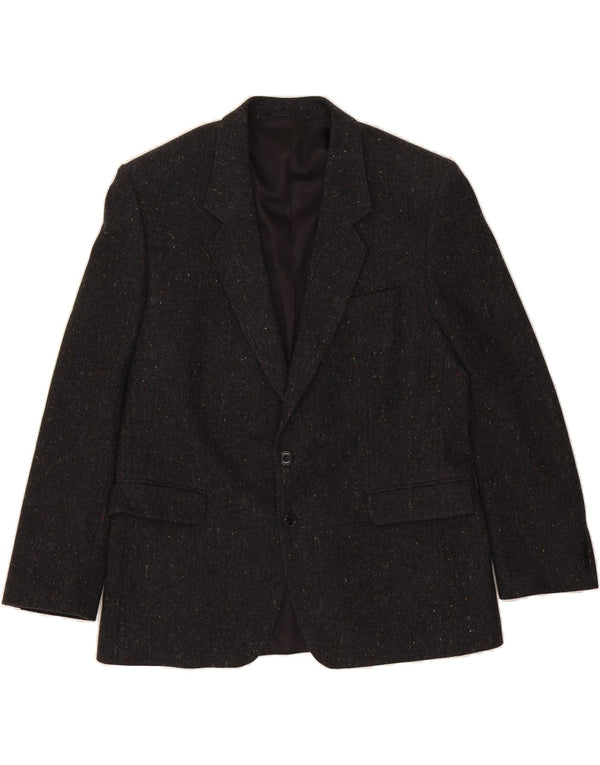 Jaqueta blazer masculina VARTEKS com 2 botões UE 44 XS preta manchada de lã nova