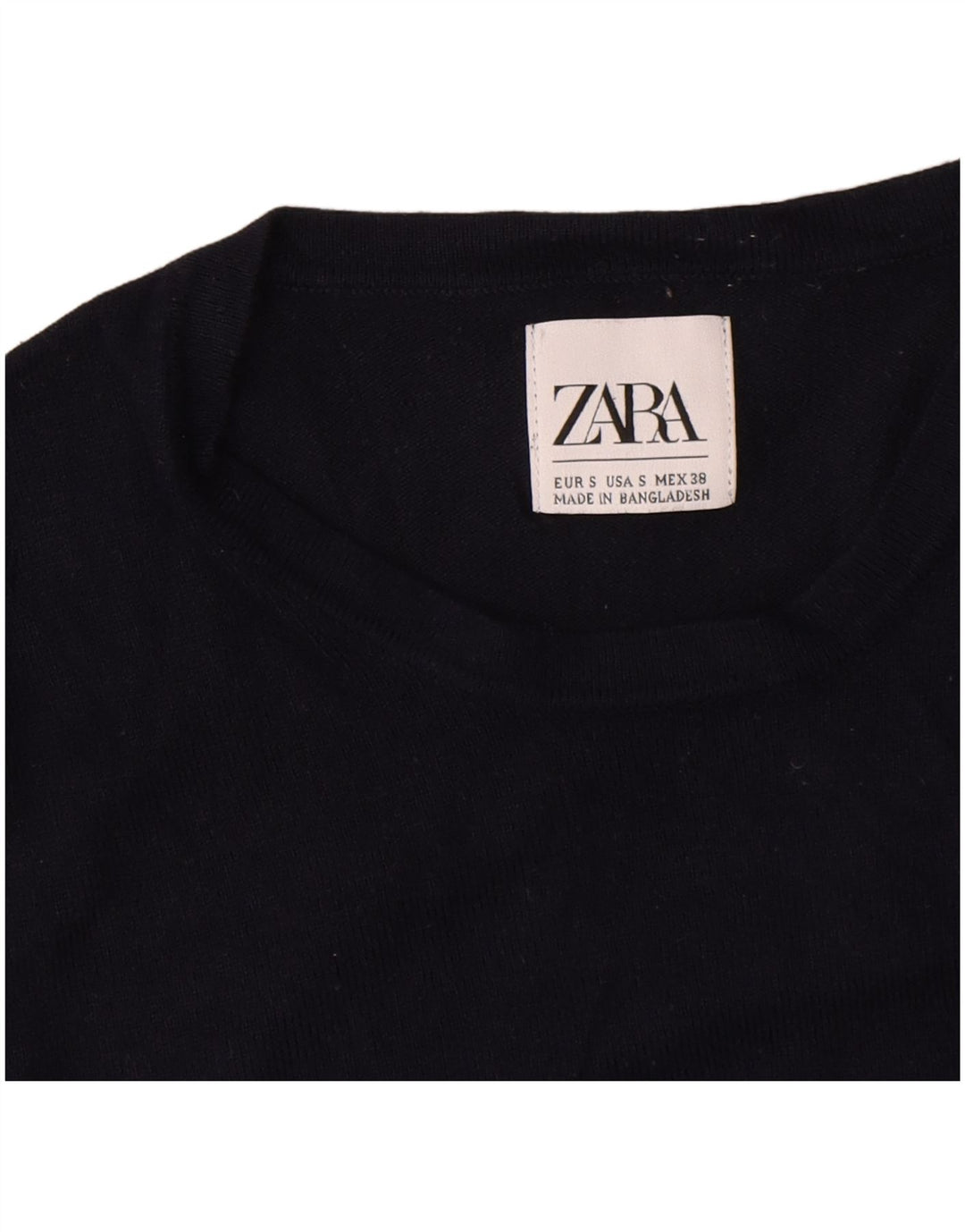 Zara Suéter masculino com gola redonda pequeno azul marinho
