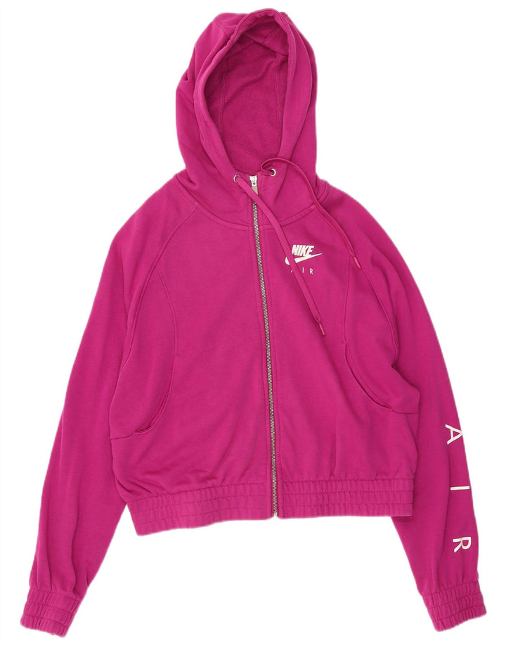 Suéter feminino Nike com capuz e zíper gráfico oversized UK 10 pequeno algodão rosa
