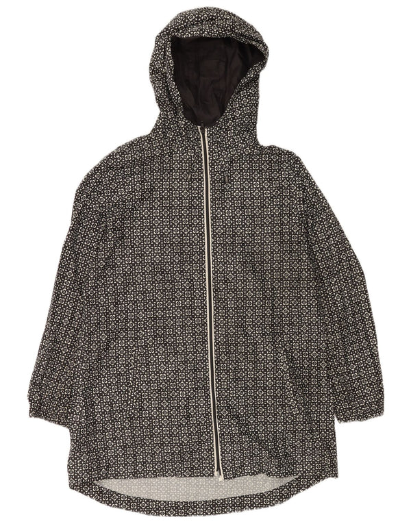 Capa de chuva feminina com capuz Marks & Spencer Reino Unido 14 médio preto geométrico