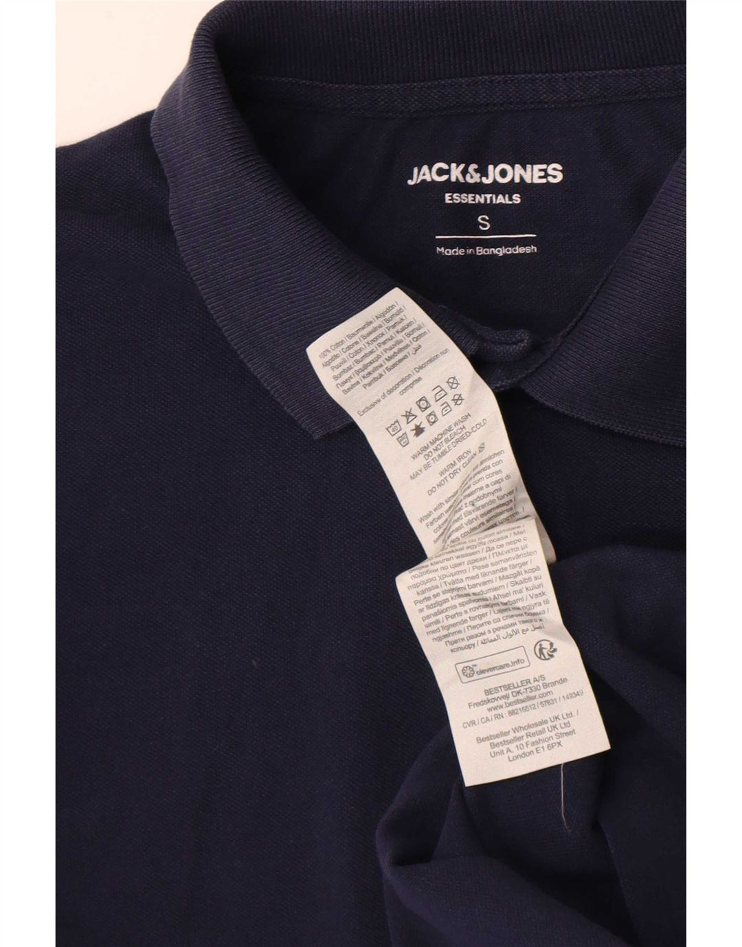Camisa polo masculina Jack & Jones pequena algodão azul marinho