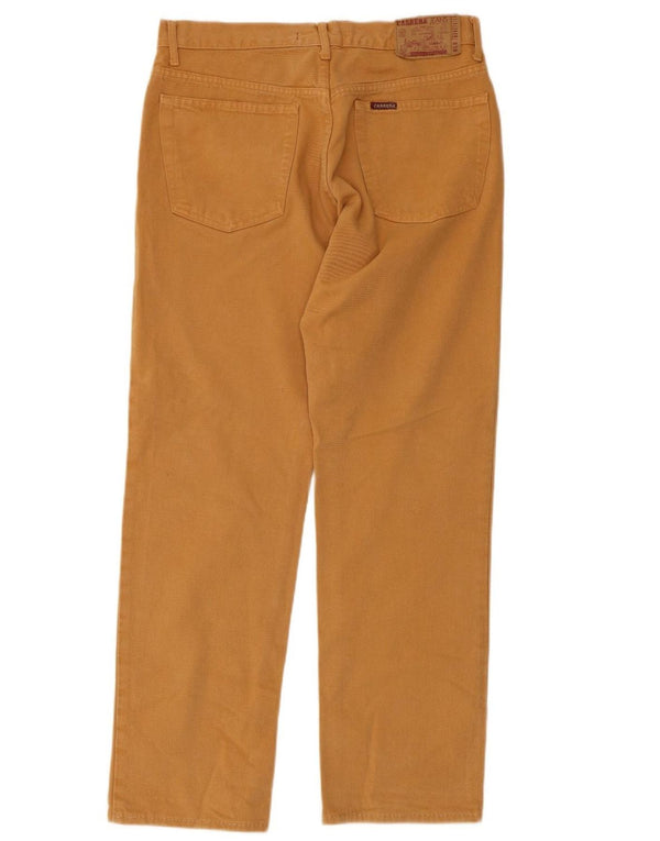 Carrera Calça masculina reta casual W34 L31 algodão amarelo