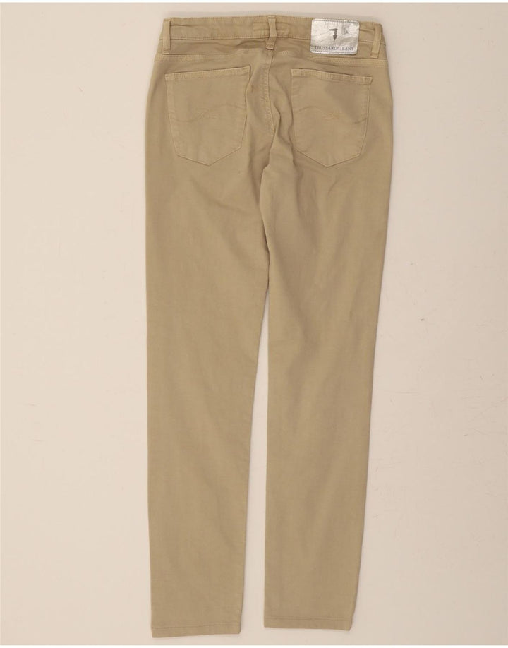 TRUSSARDI Womens Slim Casual Trousers W27 L29 Beige Cotton Vintage Trussardi and Second-Hand Trussardi from Messina Hembry 