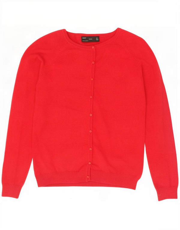 Suéter cardigã feminino Zara Reino Unido 14 grande algodão vermelho