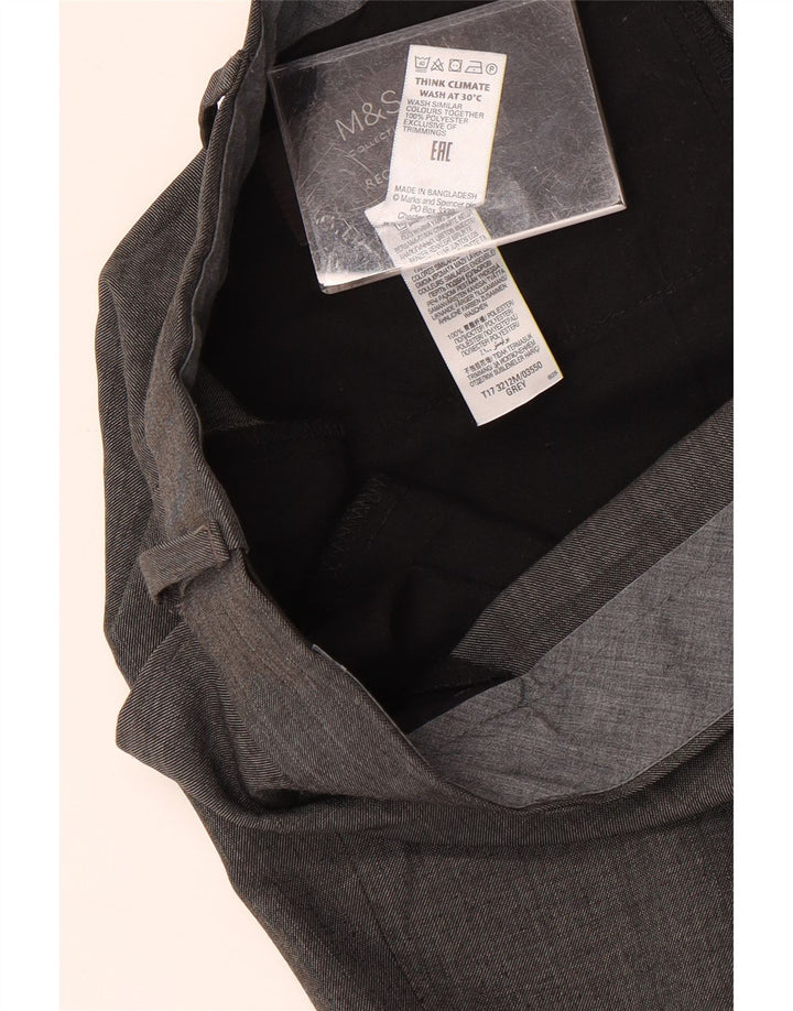 Calça masculina de terno reto MARKS & SPENCER W42 L31 poliéster cinza