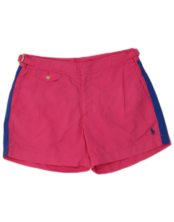 Shorts de natação feminino POLO RALPH LAUREN Reino Unido 14 bloco colorido rosa médio