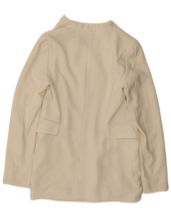 Jaqueta blazer aberta feminina Zara UK 10 pequena poliéster branco