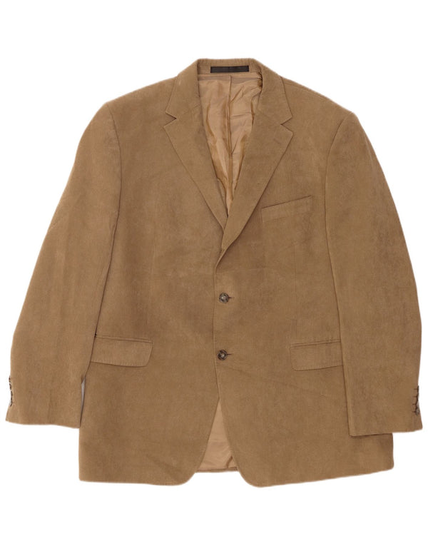 Jaqueta blazer masculina de 2 botões Marks & Spencer Reino Unido 44 XL marrom poliéster